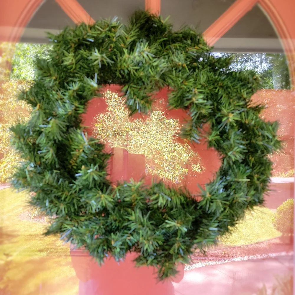 18 inch Faux Evergreen Pine Wreath